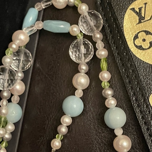 👛 Akoya Cultured Pearl & various stones 33” Necklace - Picture 11 of 16